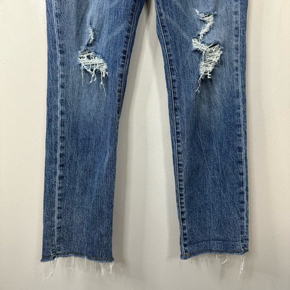 Anthropologie Pilcro The Vintage Straight Raw Hem Distressed Jeans Dark Wash 27 - Picture 9 of 16